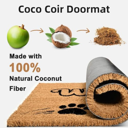 Natural Coco Coir Welcome Doormat 17x30 Wipe Your Paws Dog Door Mat - color: Wipe Your Paws