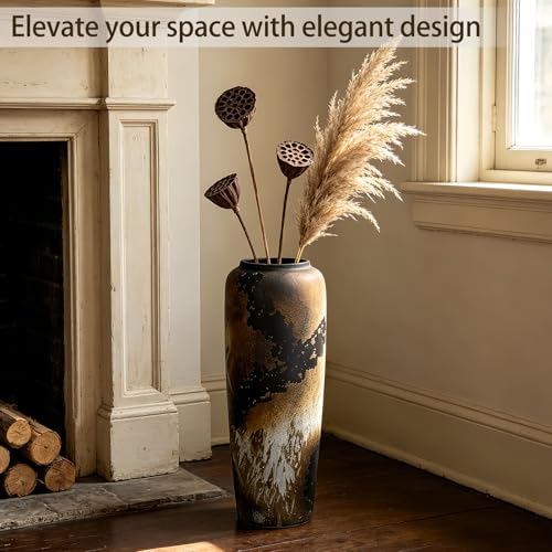 Rustic Ceramic Floor Vase, 19.7 Inch, Clay Farmhouse Large Decor - size: 19.7 Inch