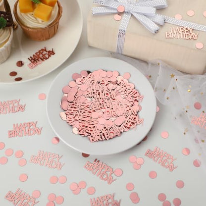 MARFOREVER Rose Gold Happy Birthday Confetti for Table Decorations - style: Rose Gold Birthday