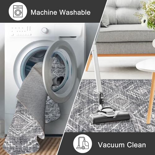 KILOCOCO Washable Runner Rug 2x6 ft Non-Slip Hallway Runners, Grey - color: Grey, size: 2' x 6' (Runner)