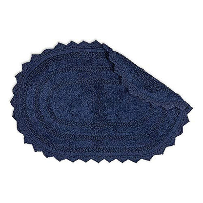DII Crochet Collection Reversible Bath Mat, Small Oval, 17x24, French Blue - color: French Blue, size: 1'5" x 2' (Oval)