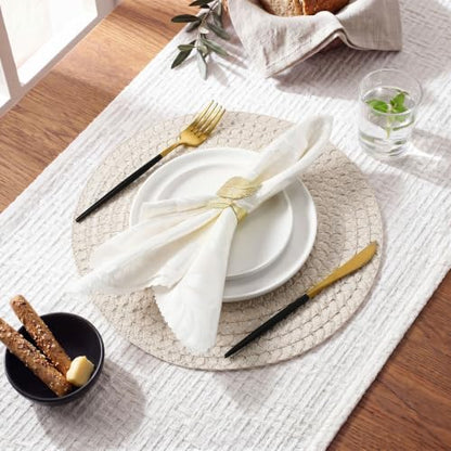 24 Pcs 13 in Round Woven Placemats Boho Charger,Beige,Natural - color: Beige, style: Natural