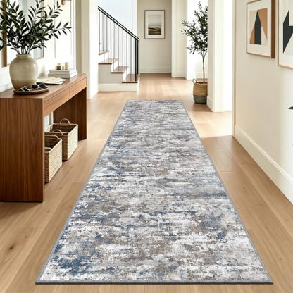 Hallway Runner Rug 3x8 Textured Non Slip Carpet Runner, Abstract Multi - color: Abstract-multi, size: 3' x 8' (Runner)