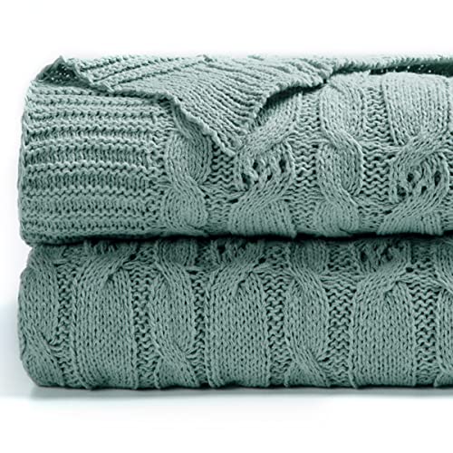 Carriediosa Cable Knit Woven Chenille Throw Blanket 50" x 60" Sage Green - color: Sage Green, size: 50" X 60"