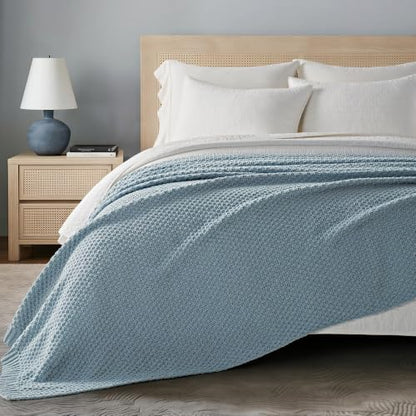 EVERGRACEHOME Chunky Chenille Knit Throw Blanket, 108x92, Chambray Blue - color: Chambray Blue, size: 108" X 92"
