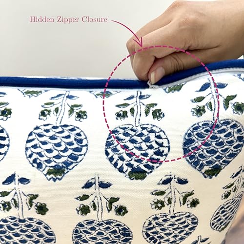 ATOSII Cotton Blockprint Throw Pillow Cover, Roma Blue, Set of 2, 20 X 20 - color: Roma Blue, size: 20" x 20" (Pack of 2)