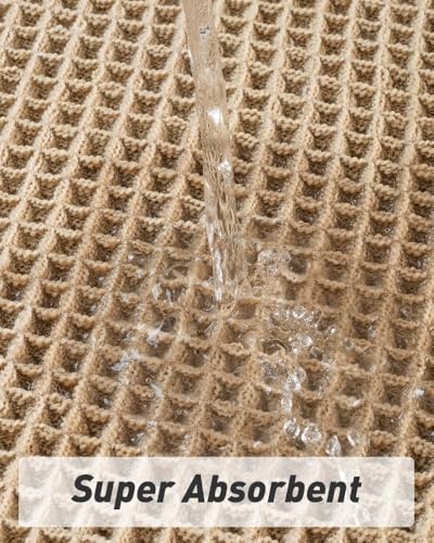 Upgraded Waffle Bath Mat Ultra Absorbent Non Slip Bathroom Mat, 20" x 32" - color: Brown, size: 20" x 32"