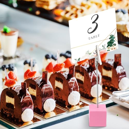 20 Pcs Cube Base Memo Clip Holder with Alligator Clip, Pink - color: Pink