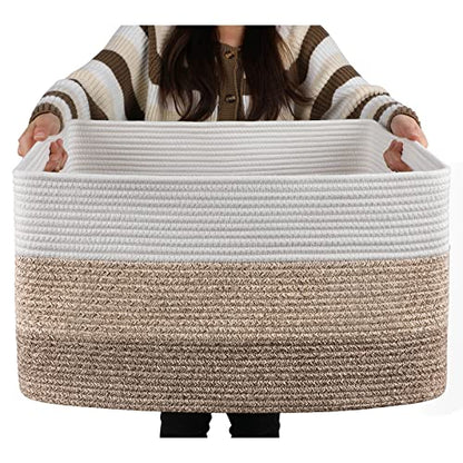 OIAHOMY Blanket Basket Laundry Basket Dog Toy Basket 75L Gradient Brown - color: Gradient Yellow, size: 22”x17”x12”