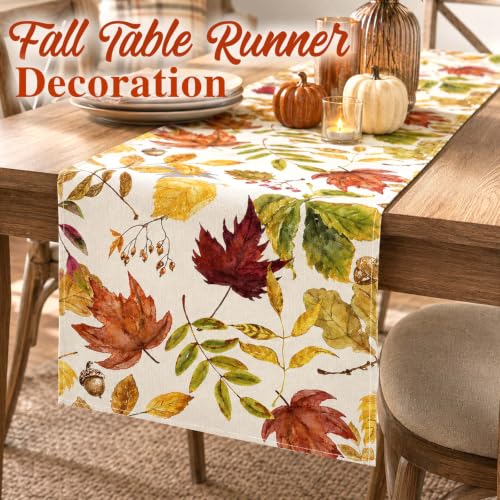 ONFAON Fall Decorations for Home, Fall Maple Leaves Table Runner - size: table runner-Fall Leave