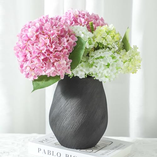 ALMA Black Modern Flower Vase, 8" Minimalist Vase for Neutral Home Decor - color: Bulbous-black