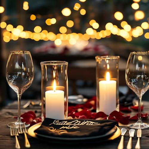 24-Pc Set: 12 White Pillar Candles & 12 Hurricane Glass Holders