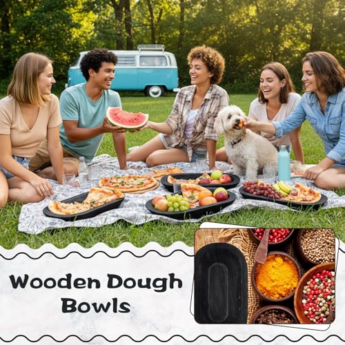 Nuogo 10 Pack 12.5 Inches Wooden Dough Bowls Bulk Rustic Bowls, Black - color: Black, size: 12.5 Inches