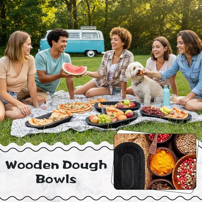 Nuogo 10 Pack 12.5 Inches Wooden Dough Bowls Bulk Rustic Bowls, Black - color: Black, size: 12.5 Inches