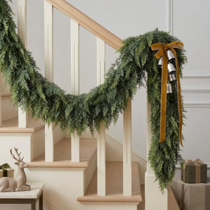 12Ft Christmas Garland,Real Touch Cedar Garland,Realistic Faux Pine Garland - size: 12FT