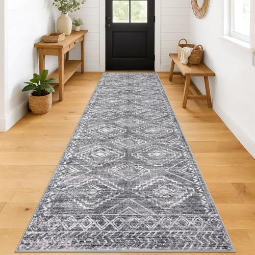 KILOCOCO Hallway Runner 3x12 ft Washable Runner Rug Non Slip, Grey - color: Grey, size: 3' x 12' (Runner)