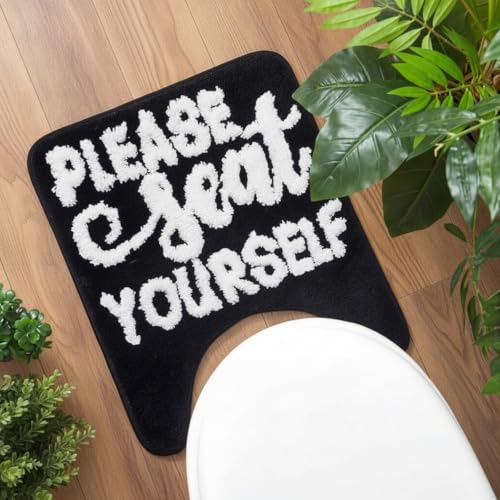 Drydiet U Shaped Toilet Rug Washable Cute Bath Mat 24x20,Frog - style: Please Seat Yourself
