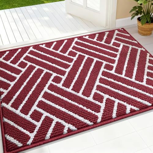 OLANLY Indoor Door Mat 36x24, Low-Profile Dirt Resistant Doormat, Burgundy - color: Burgundy, size: 36" X 24"
