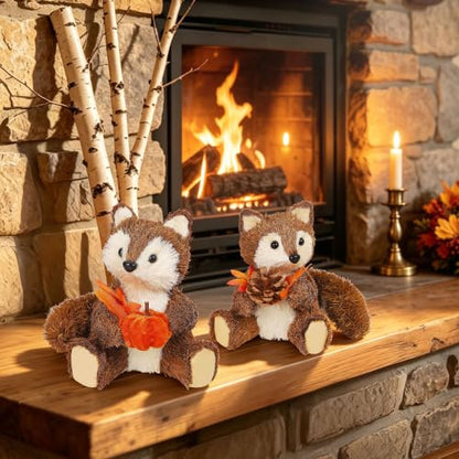 Lulu Home Handmade Set of 2 Fox Fall Decorations