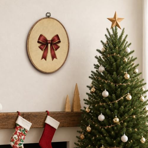 Yorhifa Coquette Red Bow Christmas Framed Wall Art 8.5x11.5in - color: Red Bow