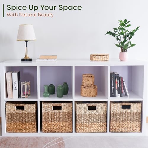 CHI AN HOME 12x12 Baskets for Cube Storage, Wicker Cube Storage Bins Set 4 - size: 11.8 x 11.8 in