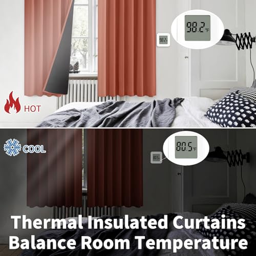 BGment 100% Blackout Curtains 63 Inch Length with Black Liner, Terracotta - color: Terracotta, size: 38"W x 63"L (Pack of 2)