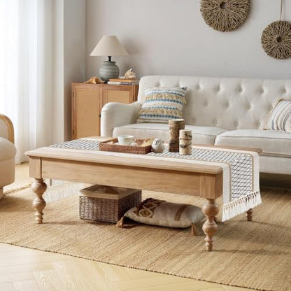 yuboo 72 Inch Boho Farmhouse Table Runner - color: Black&beige, size: 72 inch