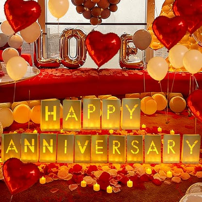 Happy Anniversary Light Up Letters, Anniversary Decor - color: Happy Anniversary