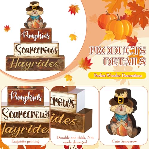 4 Pcs Fall Decor for Home Thanksgiving Scarecrow Table Centerpiece - style: Scarecrow