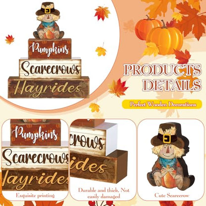 4 Pcs Fall Decor for Home Thanksgiving Scarecrow Table Centerpiece - style: Scarecrow