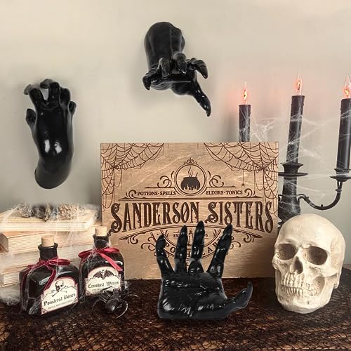 Halloween Decorations Indoor Outdoor 3 Pack Wall Mount Creepy Hands&Candles - size: set 2
