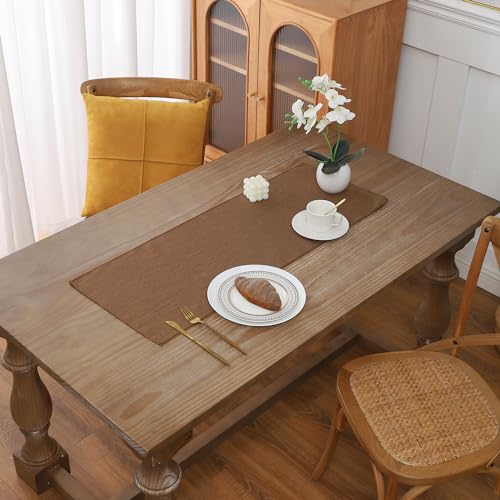 Gernaice 2PCS Solid Color Table Runner, Rustic Cotton Linen Farmhouse Table Runners for Dresser End Coffee Table Home Decor, 24" L X 13" W Coffee - size: 2PCS 13" X 24", style: Coffee