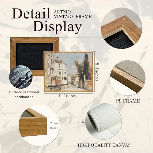 Framed Italian Oil Painting Landscape Canvas Wall Art for Living Room | Venice Landscape Art Print, Painterly Oil Style, Earthy, Warm, Rustic, Housewarmings Gifts, Ready to Hang, 8"x10" - color: City Street, size: 8"L x 10"W