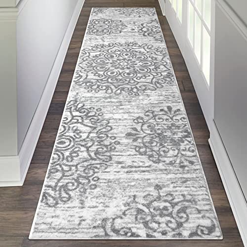 HEBE Hallway Runner Rug 2'x8', Washable Non Slip Kitchen Rug Runner - color: Grey, size: 2' x 8' (Rectangular)