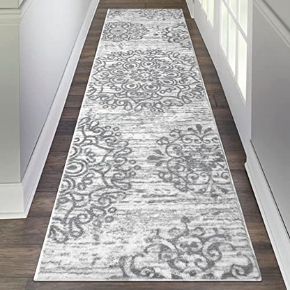 HEBE Hallway Runner Rug 2'x8', Washable Non Slip Kitchen Rug Runner - color: Grey, size: 2' x 8' (Rectangular)