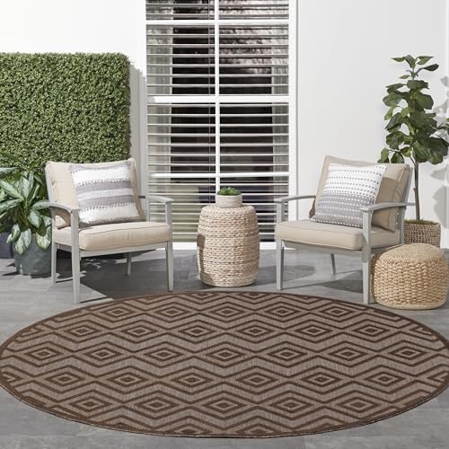 Nourison Home Versatile Brown 8' x Round Area Rug - Easy Clean, Non Shedding, Bed Room, Living Room, Dining Room, Kitchen (8' x Round) - color: Brown, size: 8' (Round)