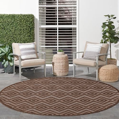 Nourison Home Versatile Brown 8' x Round Area Rug - Easy Clean, Non Shedding, Bed Room, Living Room, Dining Room, Kitchen (8' x Round) - color: Brown, size: 8' (Round)