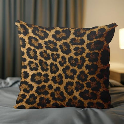 Leopard Print Pillow Cover Tan Black Animal Pattern Decor 18x18 - color: Tan Leopard Print