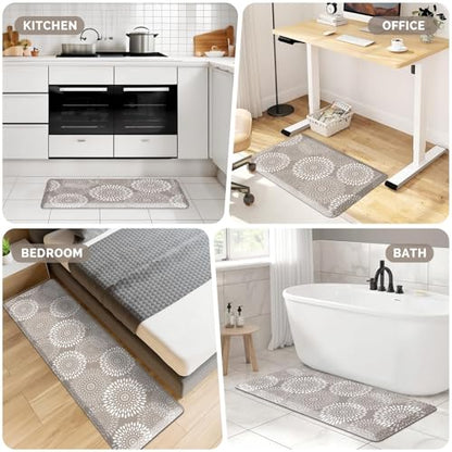 Kitchen Mat Water-Resistant Kitchen Rugs Cushioned Anti-Fatigue Floor Mat - color: Khaki, size: 28"L x 17.3"W x 0.5"Th