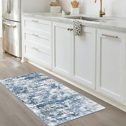 Entryway Runner Rug 2x4 ft, Non Slip Carpet Runner, Blue - color: Abstract-blue, size: 2' x 4' (Runner)