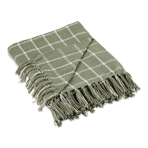 DII Transitional Checked Plaid Woven Throw, 50x60, Artichoke Green - color: Artichoke Green, size: 50x60"