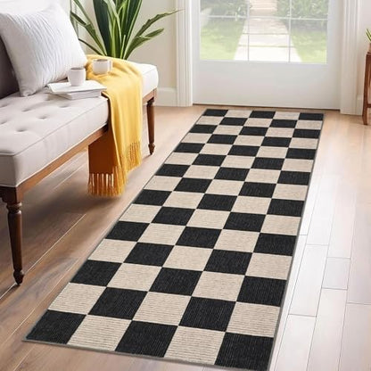 Garvee 2x6 Runner Rug Kitchen Rugs Washable Hallway Runner Rug, Black - color: Checkered - Black, size: 2' x 6' (Runner)