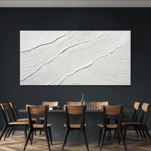 Tarfupth Large Abstract Canvas Wall Art for Living Room White Minimalist Textured Painting Hand Painted Modern Neutral Artwork for Bedroom Office Decor 39"x79" - color: white, size: 39"L x 79"W