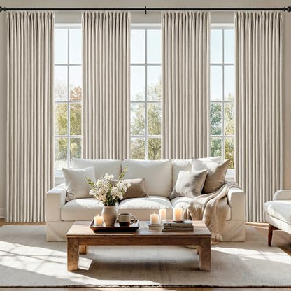 MIULEE Pinch Pleated Linen Curtains 40x90 Inch Burlywood Birch 4 Panels Set - color: Burlywood Birch, size: 40"W x 90"L (Pack of 4)