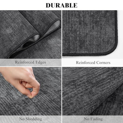 10x14 Washable Area Rug, Black Solid Area Rugs for Living Room & Bedroom - color: Black, size: 10' x 14' (Rectangular)