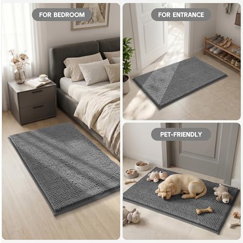 Amyracel Bathroom Rugs Mat 24x72, Thick Soft Quick Dry Absorbent - color: Grey, size: 24" x 72"