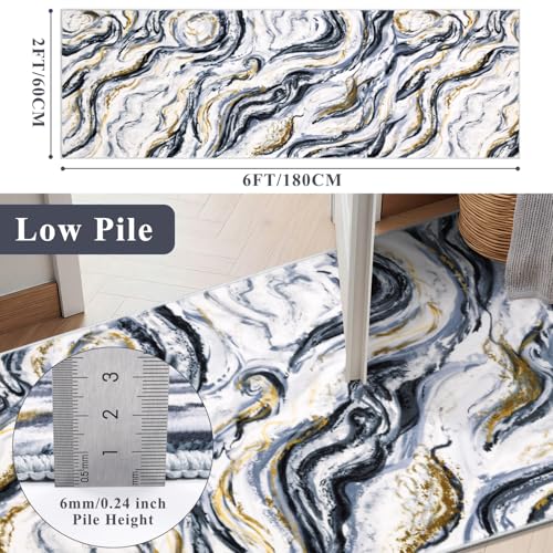 Yamaziot 2x6 Washable Modern Abstract Runner Rug Non-Slip for Hallways - color: Black, size: 2x6ft