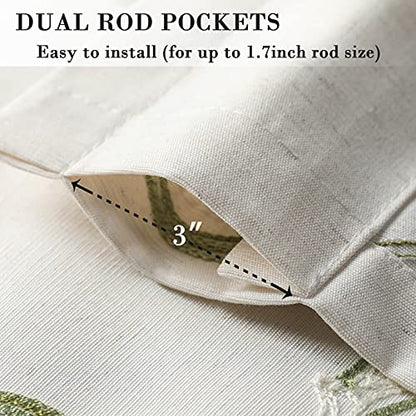 VOGOL Green Vine Embroidered Kitchen Valance, 52 x 14 Inches - color: Green, size: 52"W x 14"L (Pack of 1)