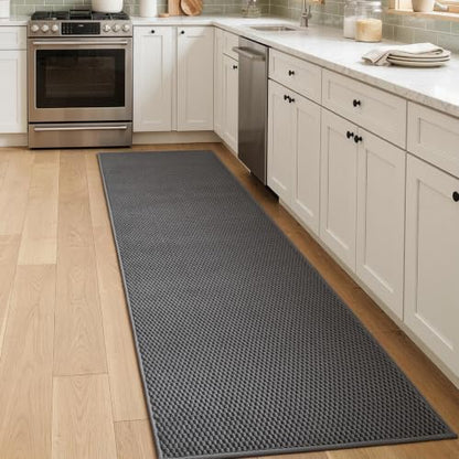 Sunfly 2x7 Runner Rug with Non Slip Rubber Backing Dark Grey - color: Dark Grey, size: 2' x 7' (Rectangular)