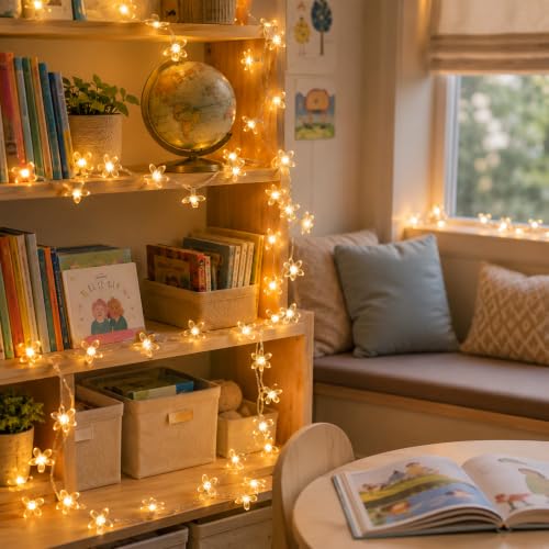 10ft 30 LED Fairy Flower String Lights Battery & USB Operated (Warm White) - color: Warm White